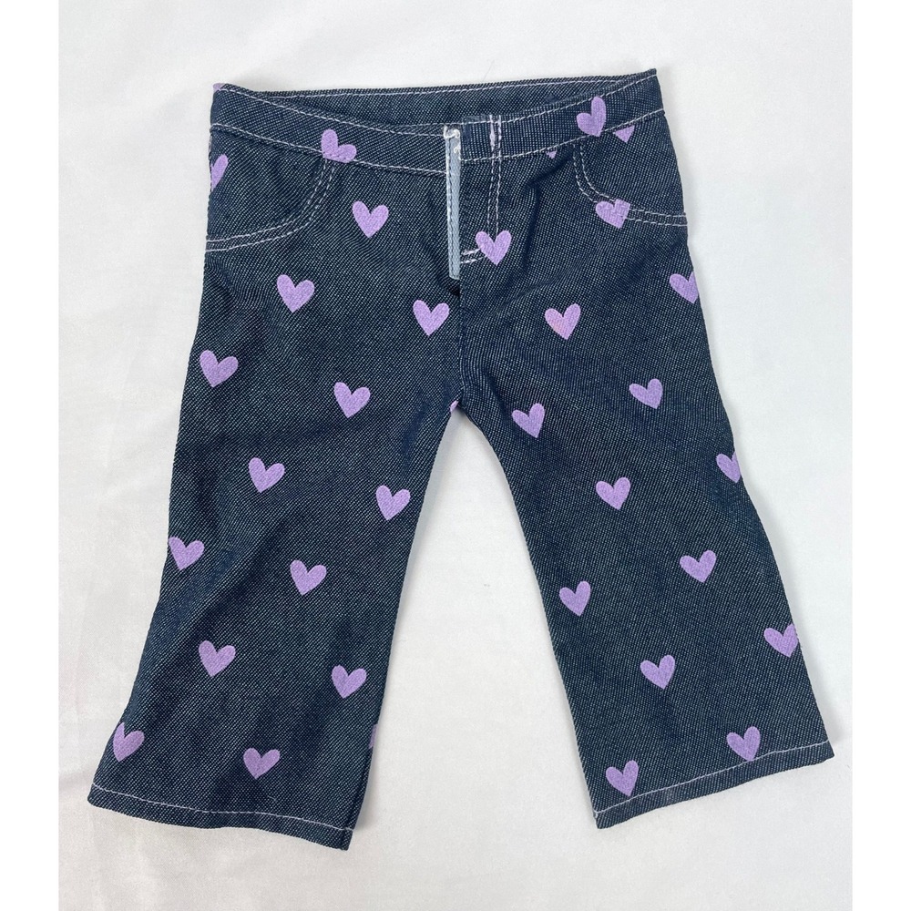 American Girl Blue Denim Jeans Purple Hearts Doll Clothing
